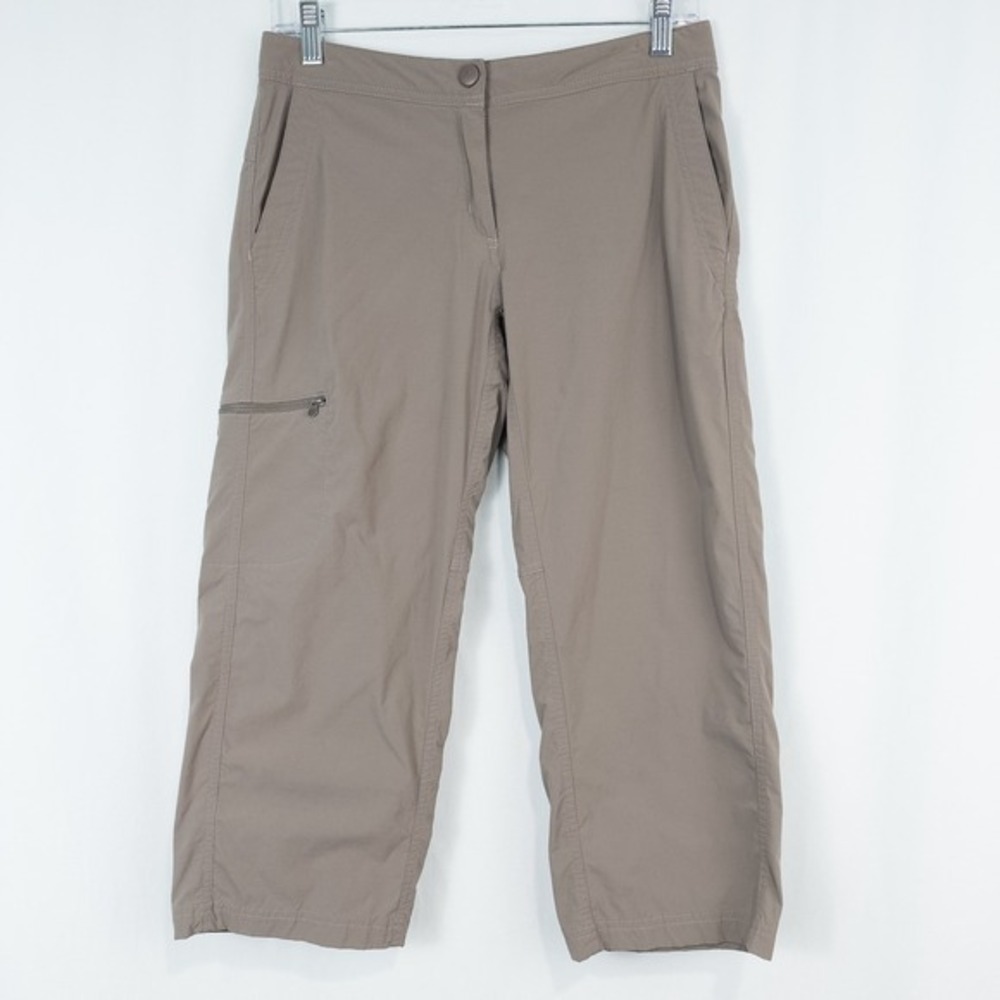 LL Bean Comfort Trail Crop Pant Size 4R Ash Taupe Adjustable Waist Hiking 268920